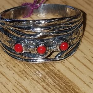 Red Coral Sterling Silver ring